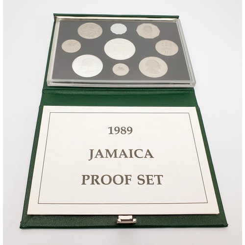 66 - A 1989 Jamaica proof coin set including a silver ten dollar coin. UK shipping £14. We combine lots.