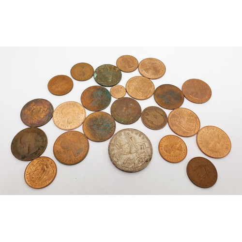 67 - A 1935 rocking horse crown together with other coins, costume jewellery and assorted including silve... 