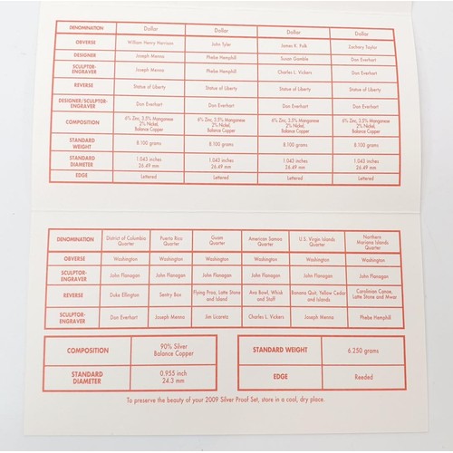 60 - A 2009 United States Mint silver proof coin set. UK shipping £14. We combine lots.