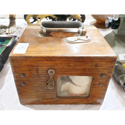 73 - A vintage oak cased Belgian pigeon racing clock. No shipping. Arrange collection or your own packer ... 