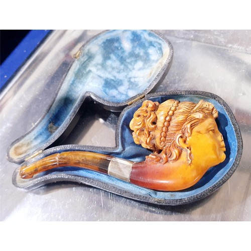 81 - Two faced Meerschaum pipes both A/F. UK shipping £14.