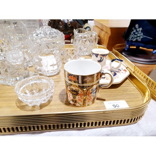 90 - A 1950s Bagley Empress glass sugar basin, milk and cream jugs and other glass ware and assorted. No ... 