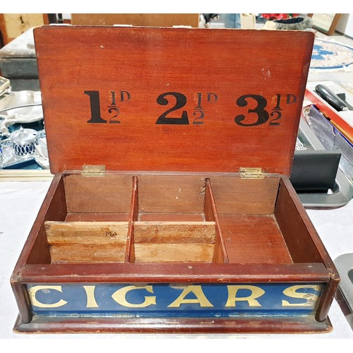 150 - A vintage mahogany shop cigar box, 11.5