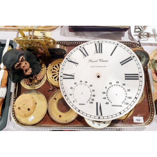 164 - Clock movements and clock parts. UK shipping £14.