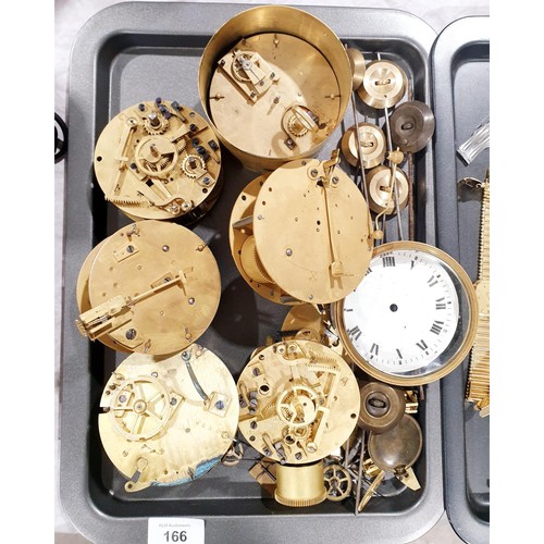 166 - A selection of continental part clock movements. UK shipping £14.