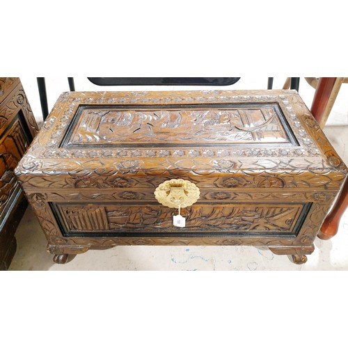 196 - A Chinese carved camphor chest, 28