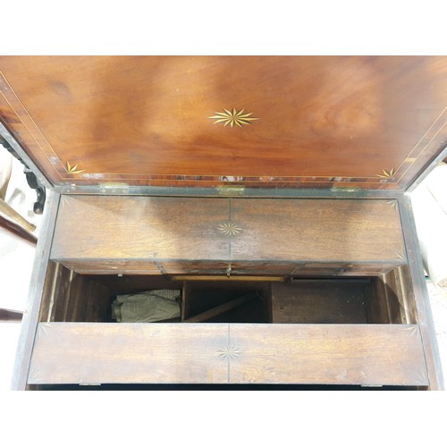 198 - An antique tool chest with inlaid fitted interior, 40