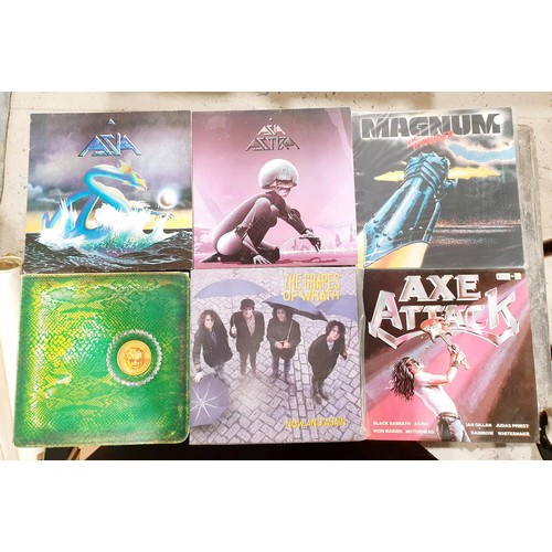 218 - Eight Rock and Metal vinyl LPs including Alice Cooper and Asia. UK shipping £14.