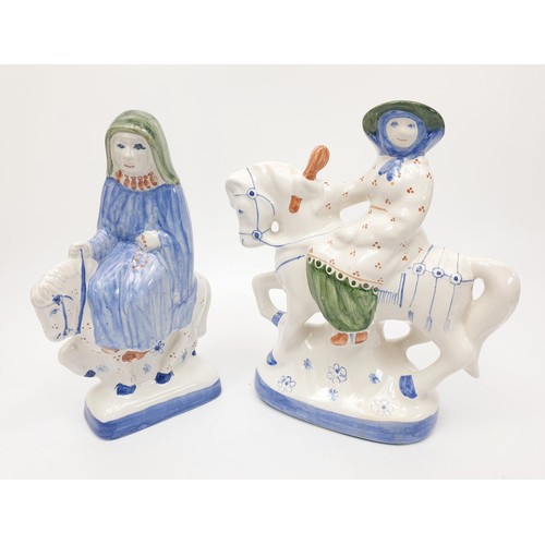 327 - Two Rye Pottery Chaucer Canterbury Tales figures: The Wife of Bath and The Nun Prioress, the tallest... 