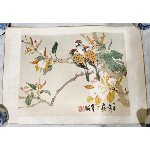 343 - Two Chinese scroll paintings of birds, each signed, 14