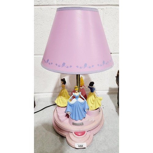 350 - A Disney Princesses musical table lamp, height 17