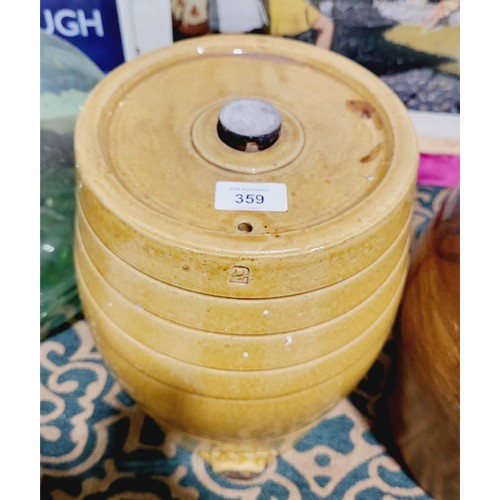 359 - An antique Hawley of Bristol stoneware keg, height 12.5