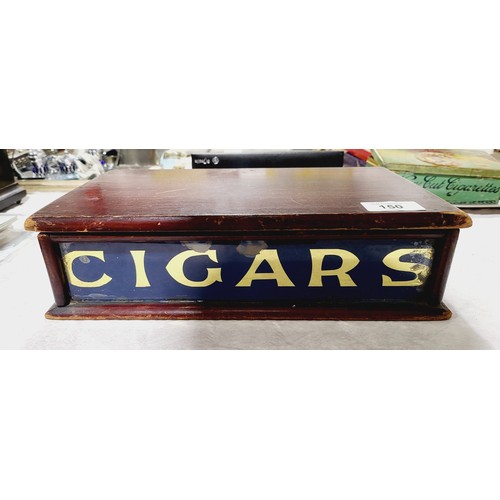 150 - A vintage mahogany shop cigar box, 11.5