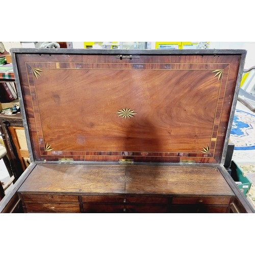 198 - An antique tool chest with inlaid fitted interior, 40