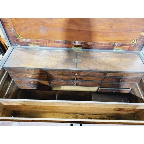 198 - An antique tool chest with inlaid fitted interior, 40