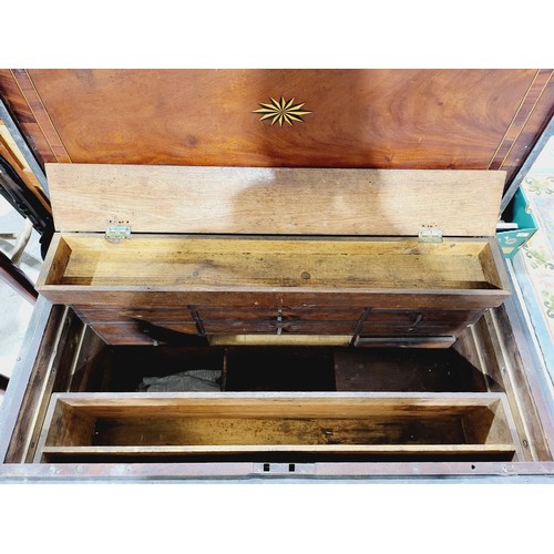 198 - An antique tool chest with inlaid fitted interior, 40