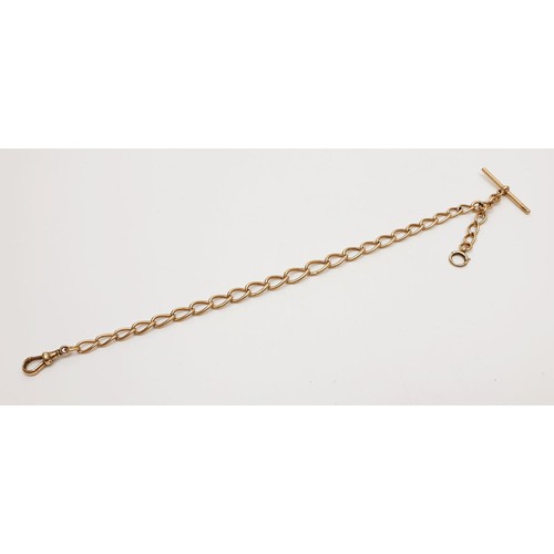 9 - A 9ct rose gold watch chain, length 11