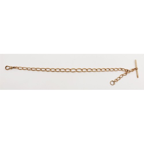 9 - A 9ct rose gold watch chain, length 11