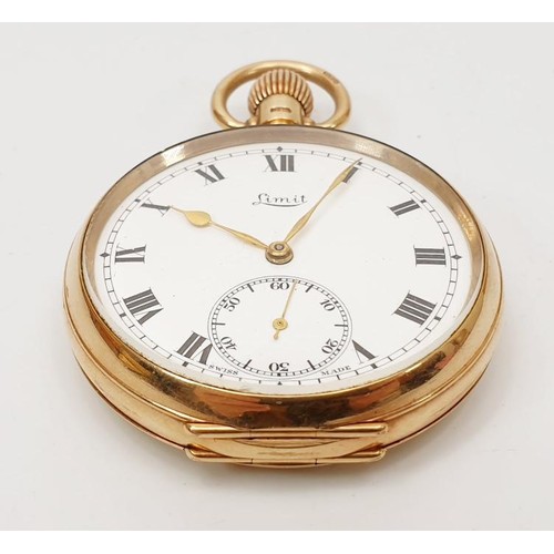 31 - A vintage Limit pocket watch in a hallmarked 9ct gold case, diameter 1.75