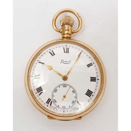 31 - A vintage Limit pocket watch in a hallmarked 9ct gold case, diameter 1.75