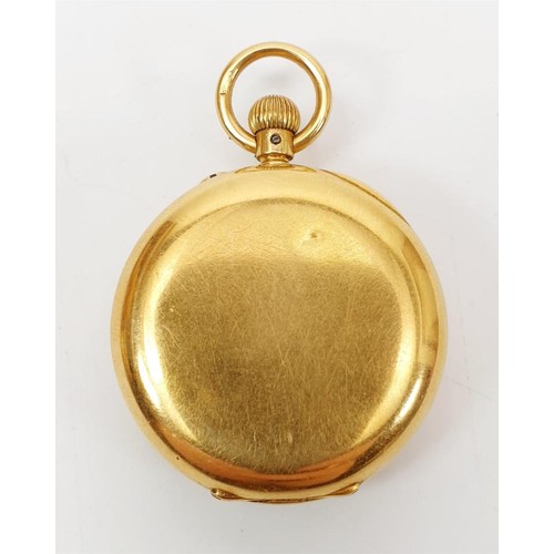 32 - An antique ladies fob watch in an 18ct gold case, diameter 1.25