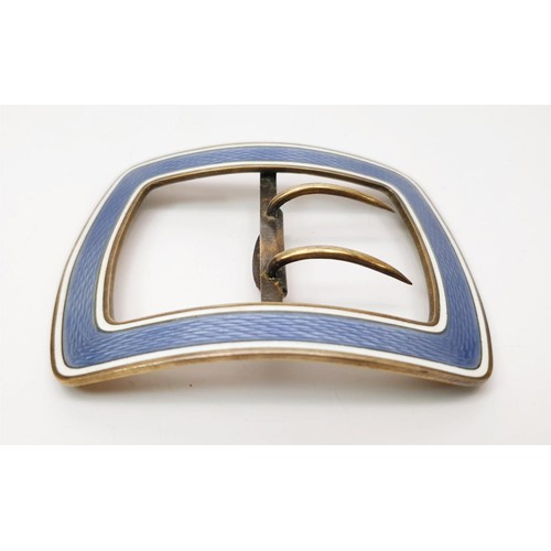 34 - A vintage 925 silver belt buckle with a guilloche border, width 3.25