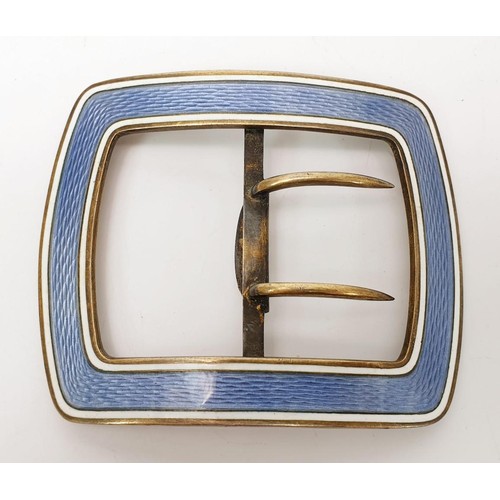 34 - A vintage 925 silver belt buckle with a guilloche border, width 3.25