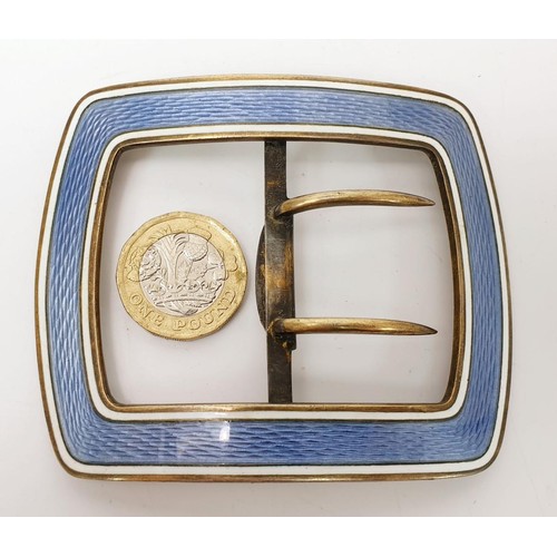 34 - A vintage 925 silver belt buckle with a guilloche border, width 3.25