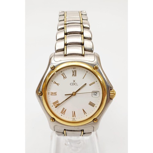 41 - A gentleman's stainless steel quartz Ebel 1911 wrist watch having an 18ct gold bezel  together with ... 