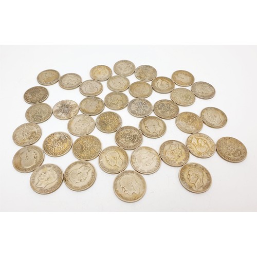 49 - A quantity of pre 1947 two shilling coins, weight 423g. UK shipping £14.