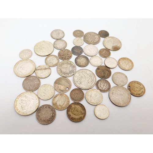 51 - A selection of foreign silver content coins, weight 114g. UK shipping £14.