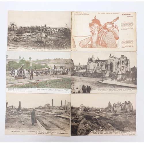 153 - Twenty two World War I related French postcards, many with correspondents sent to England with milit... 