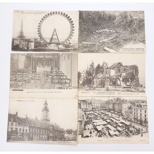 153 - Twenty two World War I related French postcards, many with correspondents sent to England with milit... 