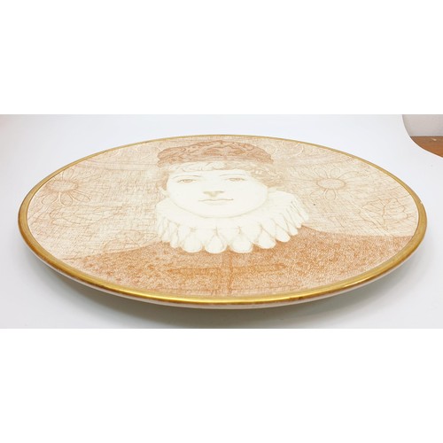 166 - An Aesthetic Movement Ashworth Pottery charger printed with a portrait of Ellen Terry as Portia in T... 