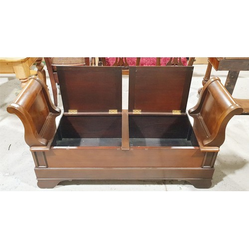 175 - A mahogany veneer window bench with storage, width 56