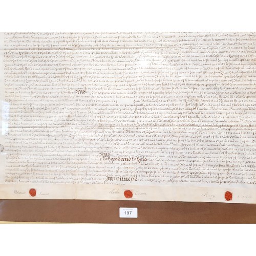 197 - An George II parchment document with seals, relating to the Swaine family, dated 1730, 19