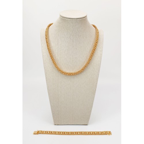 8 - A Portuguese hallmarked 800% (19.2ct) gold matching necklace and bracelet, necklace length 18