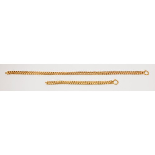 9 - A Portuguese hallmarked 800% (19.2ct) gold matching necklace and bracelet, necklace length 17