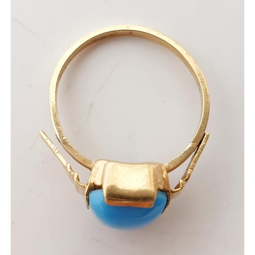 12 - A 9ct gold and turquoise ring, A/F, gross weight 2.1g, size L/M together with a gold plated locket. ... 