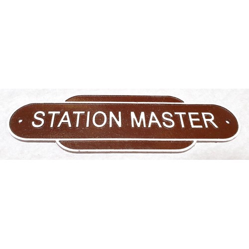 40 - A reproduction cast iron Station Master wall plaque, width 15.25