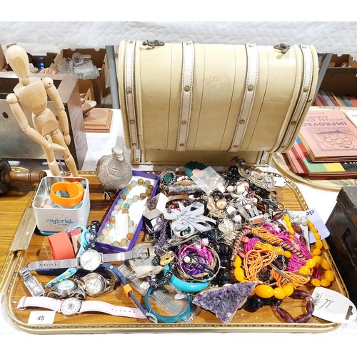 48 - A selection of costume jewellery and assorted. UK shipping £14.