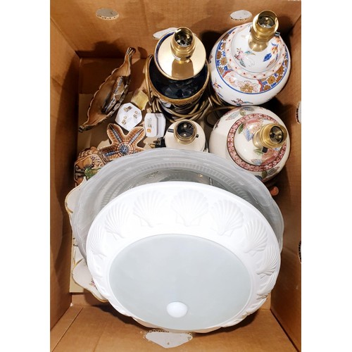 60 - A box of lamps and ceiling lights. No shipping. Arrange collection or your own packer and shipper, p... 