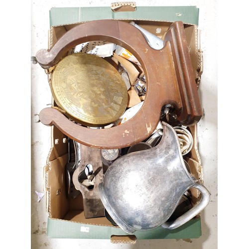 63 - A box of metal ware and assorted. No shipping. Arrange collection or your own packer and shipper, pl... 