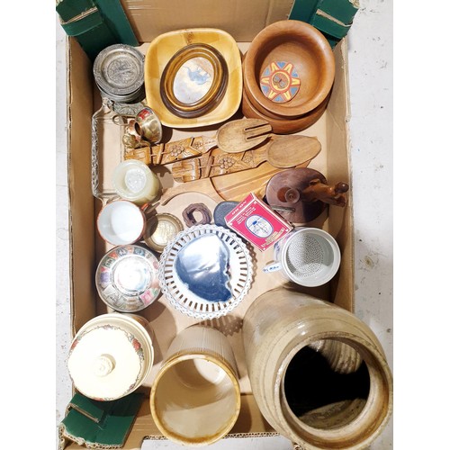 64 - A box of bric-a-brac. No shipping. Arrange collection or your own packer and shipper, please. Electr... 