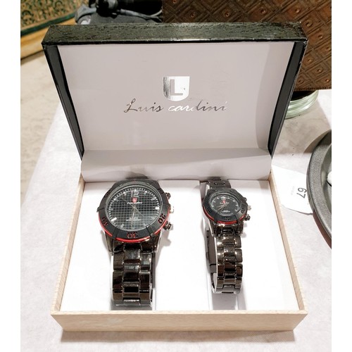 67 - A pair of his and hers Luis Cardini quartz wrist watches. UK shipping £14.