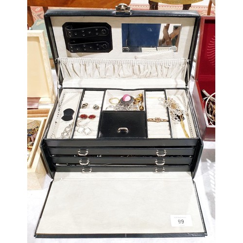 99 - A jewellery box and costume jewellery. UK shipping £14.