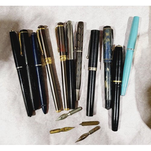 33 - A selection of vintage and later fountain pens and pencils including a Conway Stewart 240. UK shippi... 