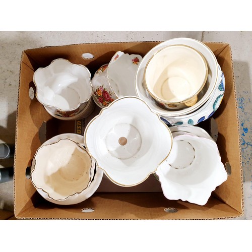 135 - A box of ceramic planters. No shipping. Arrange collection or your own packer and shipper, please. E... 