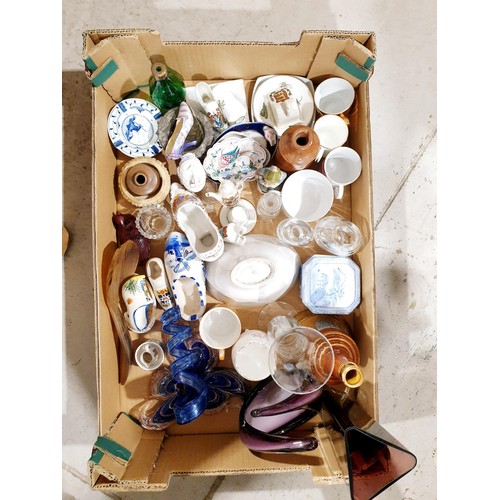 137 - A box of glass and china including Art Glass. No shipping. Arrange collection or your own packer and... 