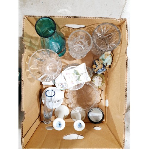 138 - A box of glass and ceramics. No shipping. Arrange collection or your own packer and shipper, please.... 